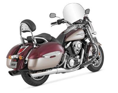 Vance & Hines (18371) Twin Slash Staggered Dual Slip On Exhaust | Chrome | for 2009-2013 Kawasaki VN1700 Vulcan Nomad