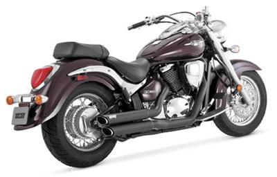 Vance & Hines (48293) Twin Slash Staggered Complete Full Exhaust System | Black | for 2001-2009 Suzuki VL800 Boulevard C50